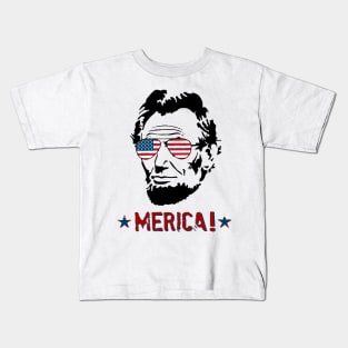 4th of July Shirts for Men Lincoln Abraham - Merica ! Kids T-Shirt